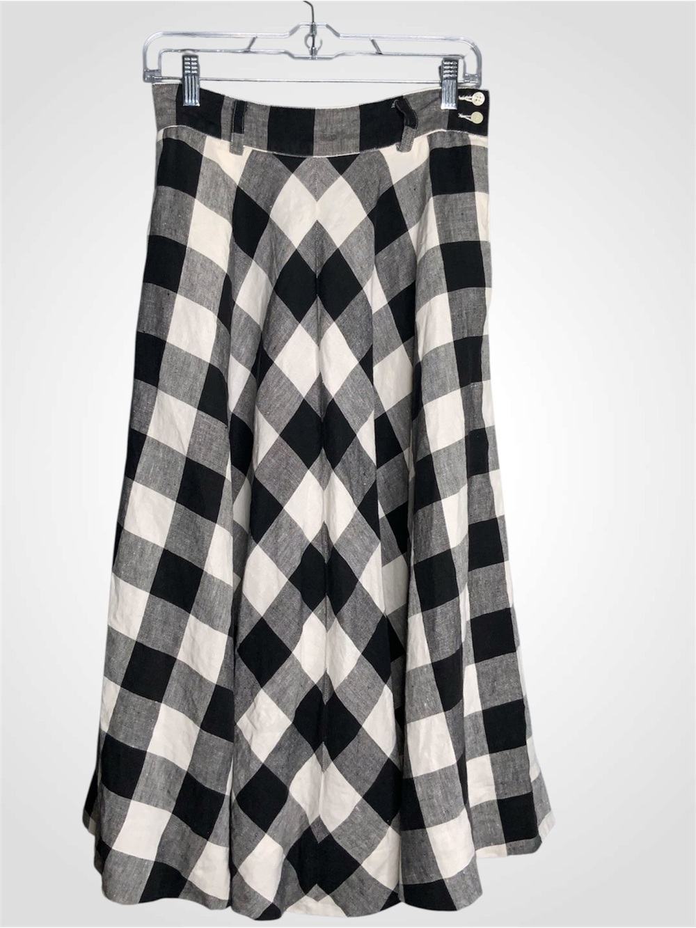Liz Claiborne Vintage Black & White Linen Check A-Line Skirt Size 8
